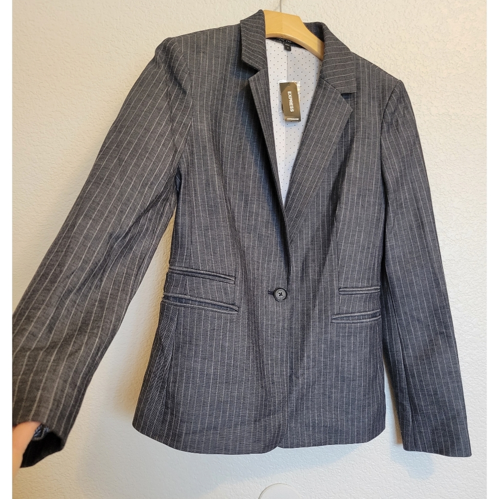 NWT Express womens blue/gray blazer size 8